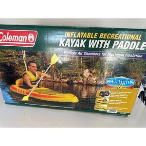 Coleman Inflatable Recreational Kayak with 86in Aluminum Paddle 5998-980 Yellow